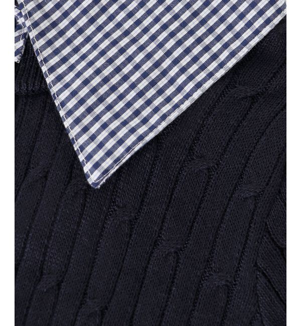  「袖リボンシャツドッキングカーデ」|カーディガン|