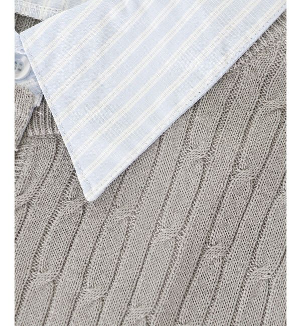  「袖リボンシャツドッキングカーデ」|カーディガン|