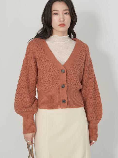 earth music&ecology「ボールニッティングニットカーディガン」|カーディガン|オレンジ