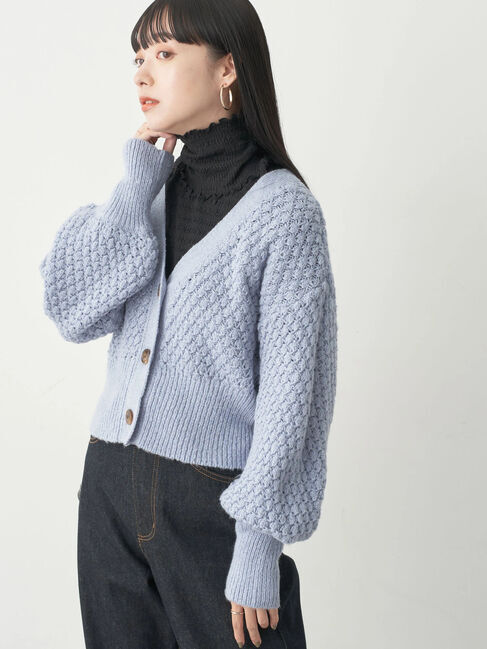 earth music&ecology「ボールニッティングニットカーディガン」|カーディガン|サックスブルー
