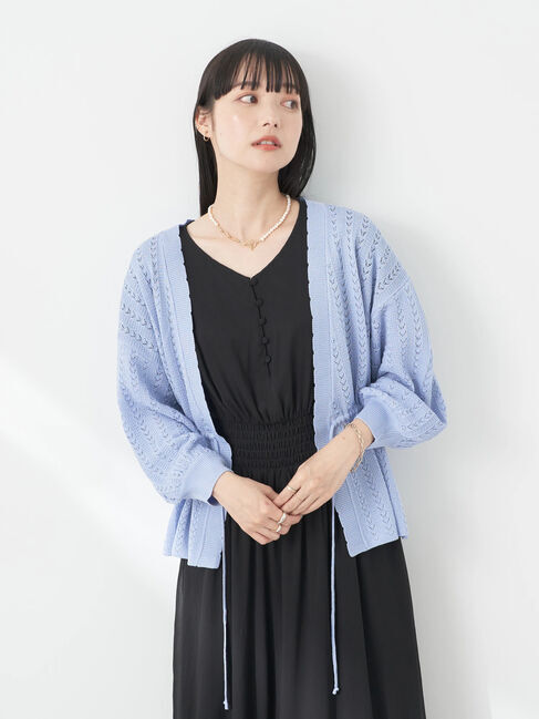earth music&ecology「透かし編みニットトッパーカーディガン」|カーディガン|