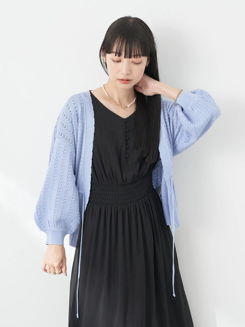 earth music&ecology「透かし編みニットトッパーカーディガン」|カーディガン|