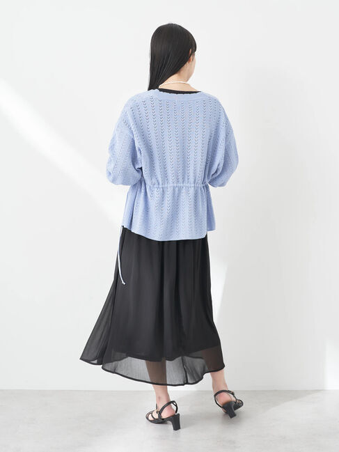 earth music&ecology「透かし編みニットトッパーカーディガン」|カーディガン|