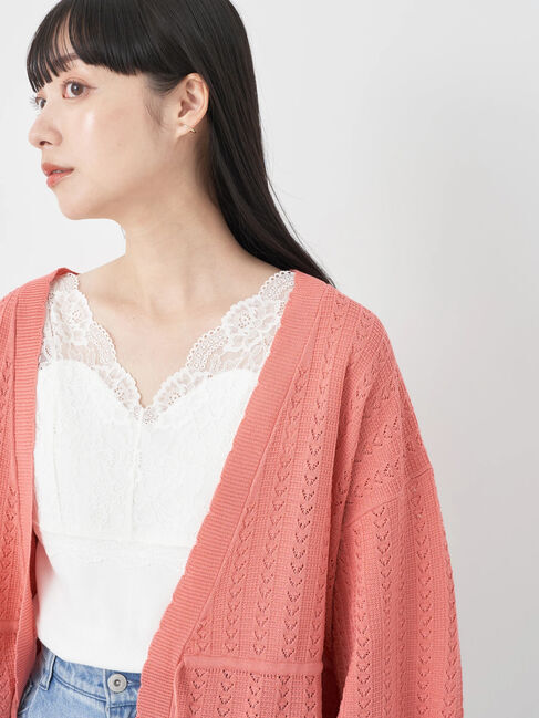 earth music&ecology「透かし編みニットトッパーカーディガン」|カーディガン|