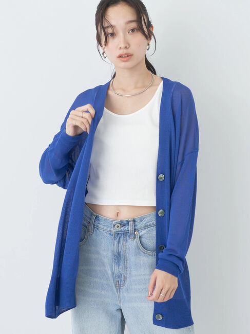 earth music&ecology「接触冷感シアーBIGカーディガン」|カーディガン|Blue