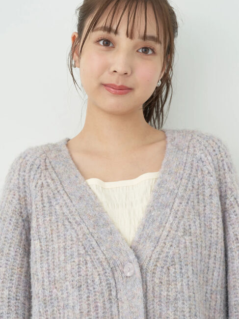 earth music&ecology「フワフワMIXヤーンカーディガン」|カーディガン|