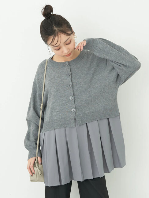 earth music&ecology「プリーツドッキングカーディガン」|カーディガン|