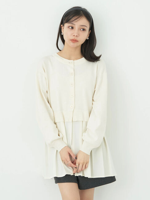 earth music&ecology「プリーツドッキングカーディガン」|カーディガン|