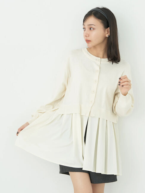 earth music&ecology「プリーツドッキングカーディガン」|カーディガン|