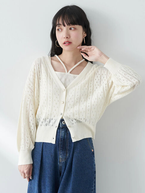 earth music&ecology「キラキラボタンハートカーディガン」|カーディガン|