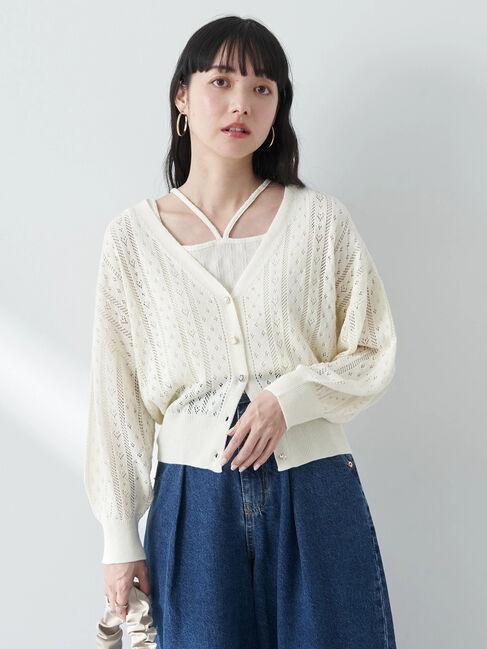 earth music&ecology「キラキラボタンハートカーディガン」|カーディガン|