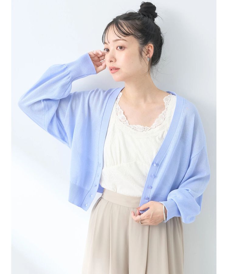 earth music&ecology「シアーラメVネックカーディガン」|カーディガン|