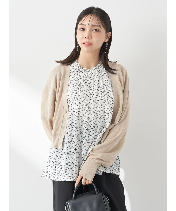 earth music&ecology「シアーラメVネックカーディガン」|カーディガン|