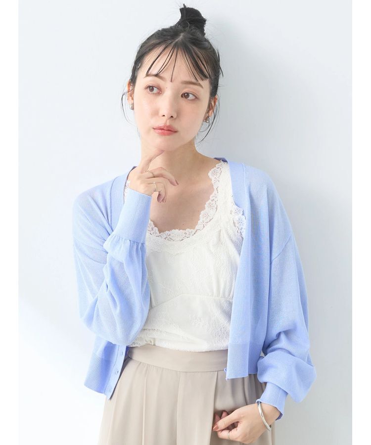 earth music&ecology「シアーラメVネックカーディガン」|カーディガン|