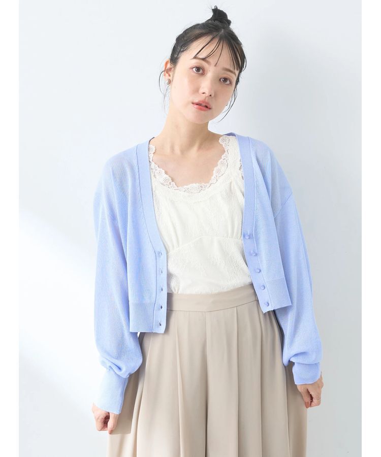 earth music&ecology「シアーラメVネックカーディガン」|カーディガン|