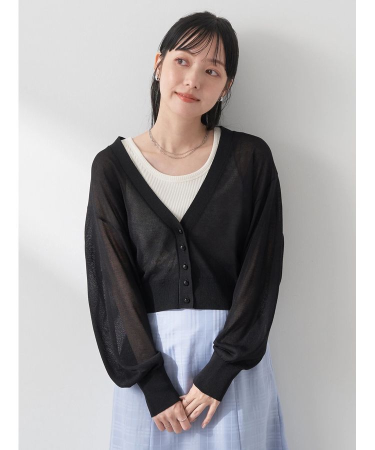 earth music&ecology「シアーラメVネックカーディガン」|カーディガン|