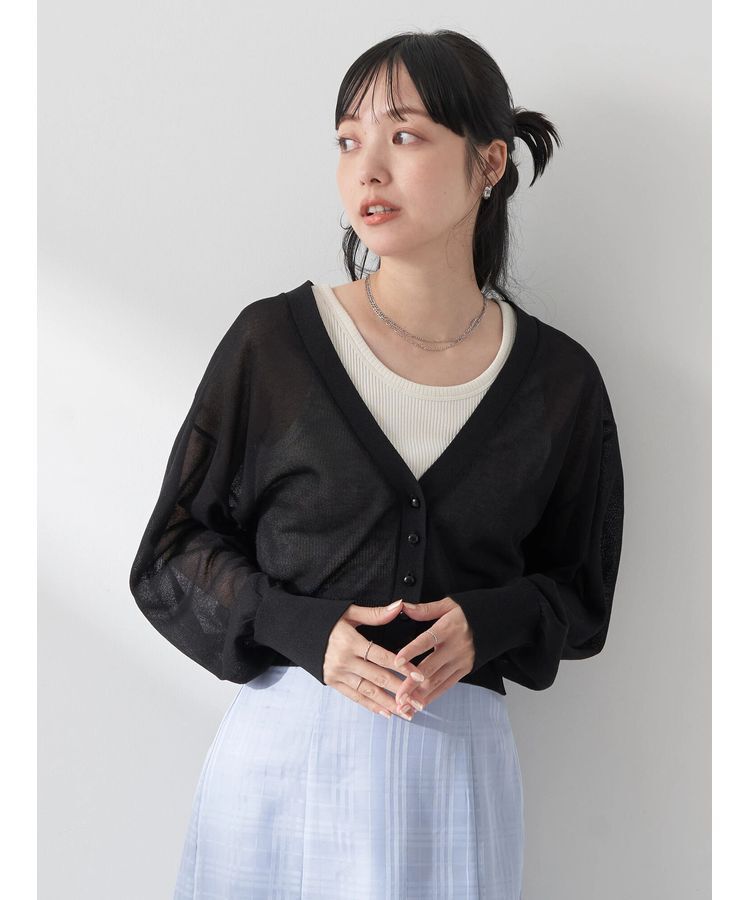 earth music&ecology「シアーラメVネックカーディガン」|カーディガン|