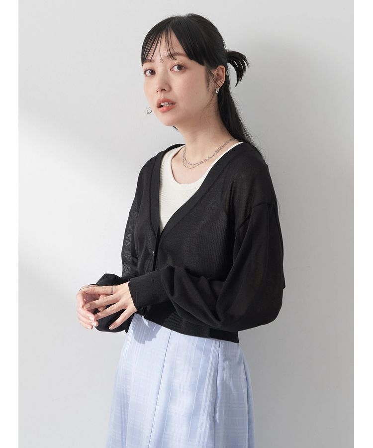 earth music&ecology「シアーラメVネックカーディガン」|カーディガン|
