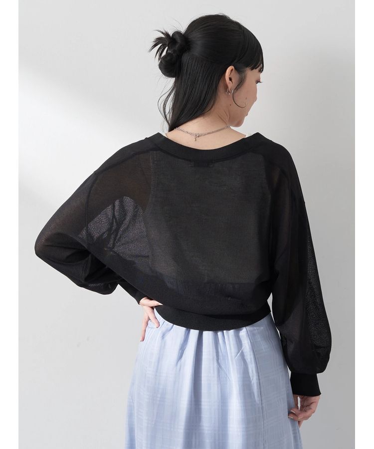 earth music&ecology「シアーラメVネックカーディガン」|カーディガン|