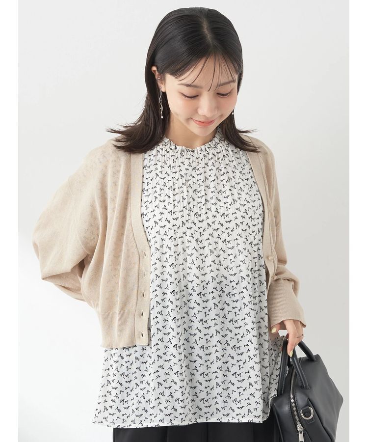 earth music&ecology「シアーラメVネックカーディガン」|カーディガン|Beige