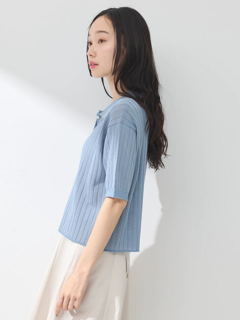 earth music&ecology「ラインポロニットカーディガン」|カーディガン|