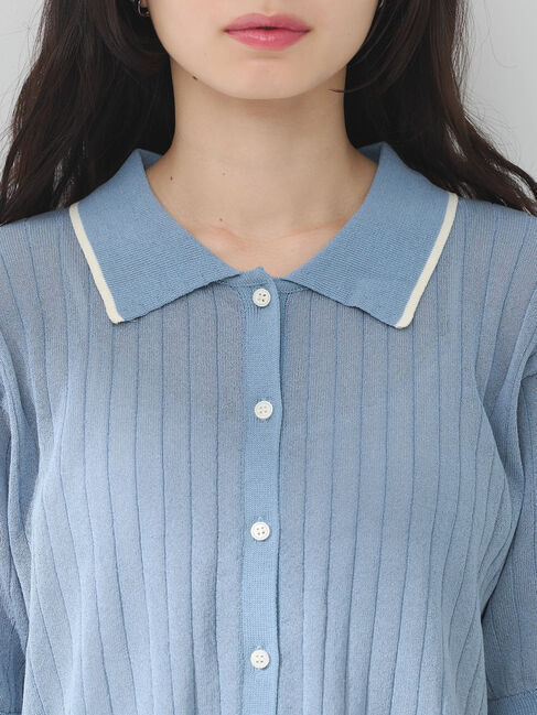 earth music&ecology「ラインポロニットカーディガン」|カーディガン|