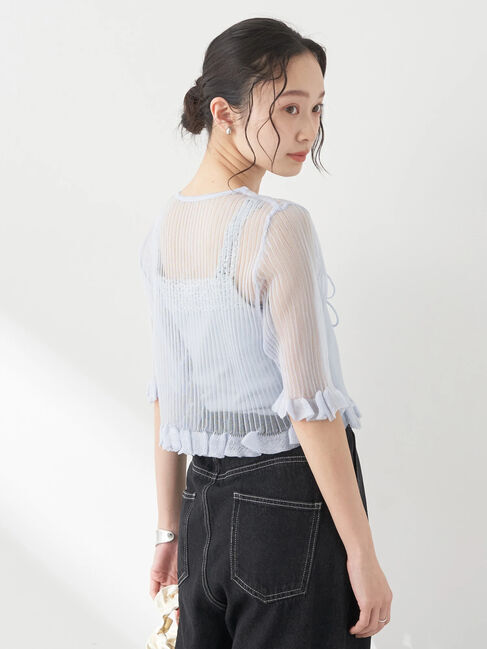 earth music&ecology「シアーラメフリルカーディガン」|カーディガン|