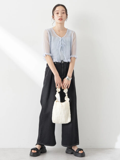 earth music&ecology「シアーラメフリルカーディガン」|カーディガン|