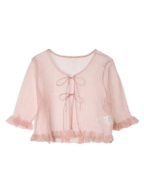 earth music&ecology「シアーラメフリルカーディガン」|カーディガン|