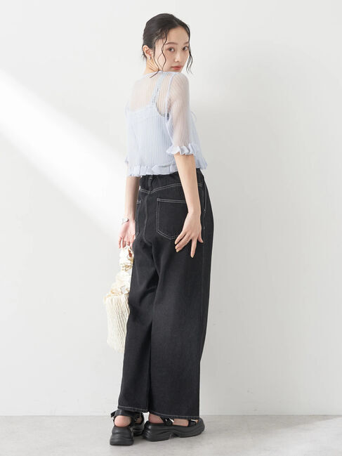 earth music&ecology「シアーラメフリルカーディガン」|カーディガン|