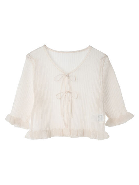 earth music&ecology「シアーラメフリルカーディガン」|カーディガン|