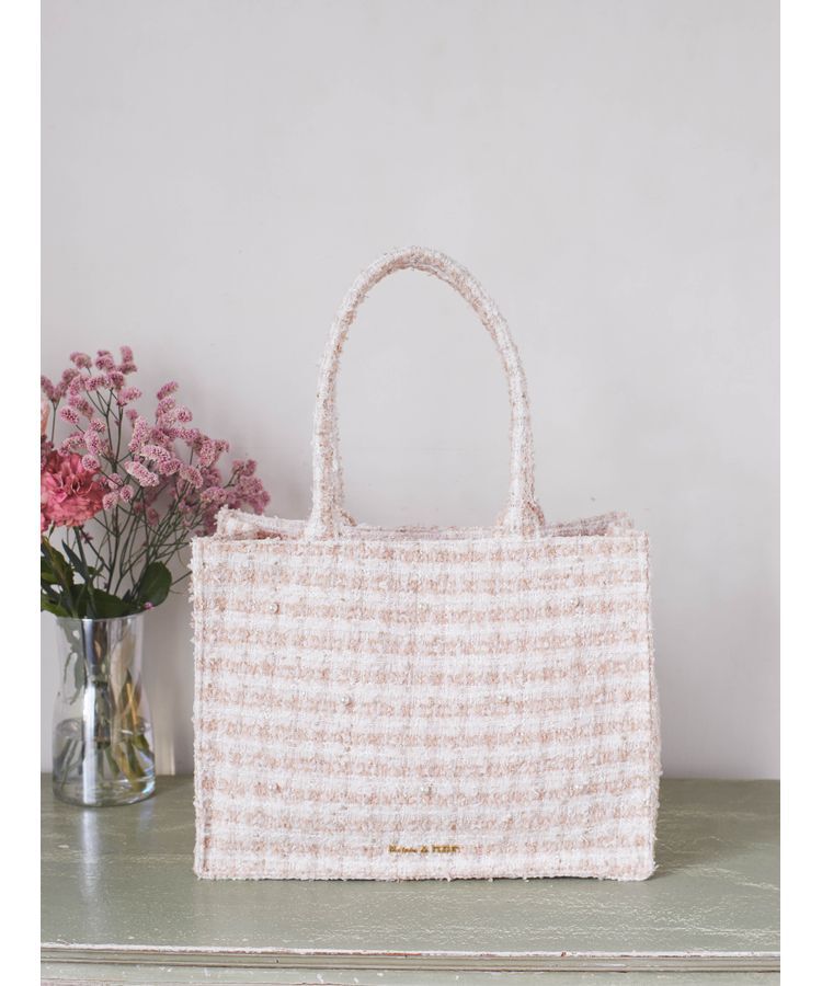 Maison de FLEUR「ツイードスクエアトートMバッグ」|トートバッグ|ベージュ