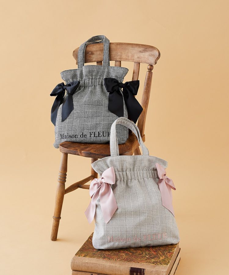 Maison de FLEUR「ラメチェックダブルリボントートバッグ」|トートバッグ|