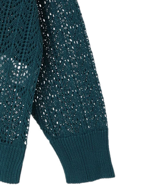  「Vネック透かし編みニットカーディガン」|カーディガン|