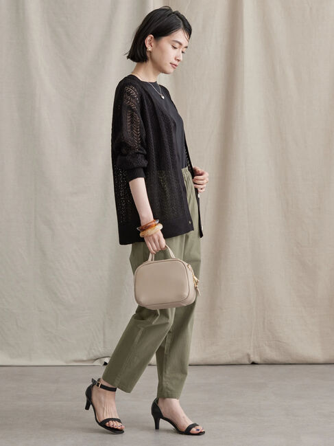  「Vネック透かし編みニットカーディガン」|カーディガン|