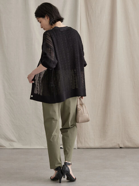  「Vネック透かし編みニットカーディガン」|カーディガン|