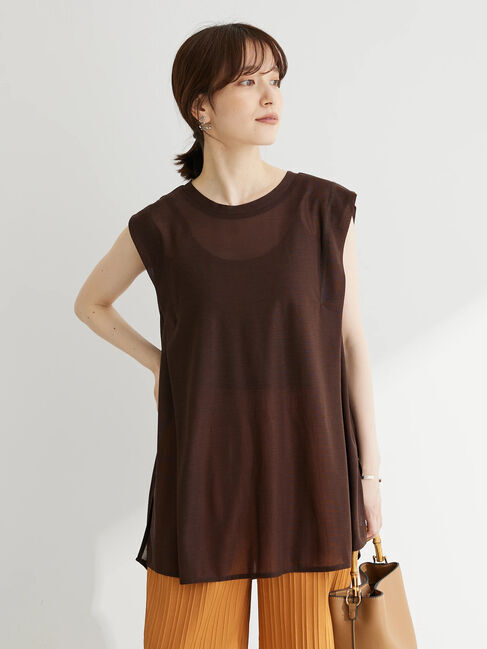 Green Parks「ノースリーブシアーカットプルオーバー」|Tシャツ・カットソー|ブラウン