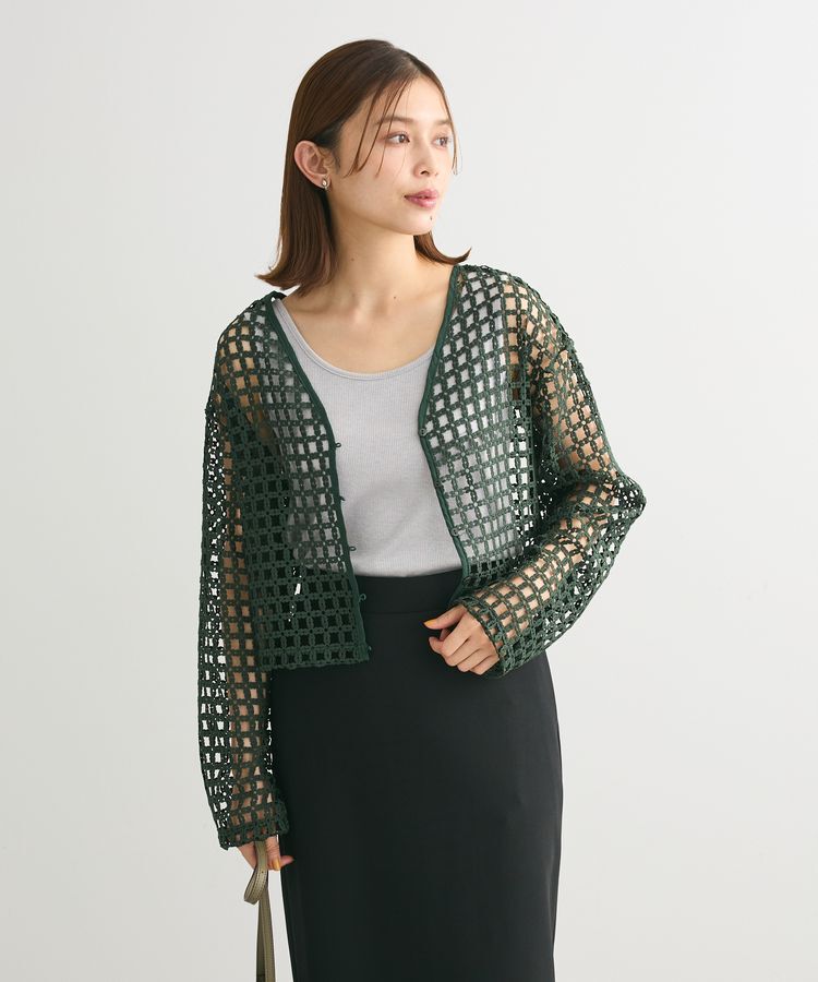 Green Parks「・SUGAR　SPOON　2wayフラワーメッシュカーデ」|カーディガン|