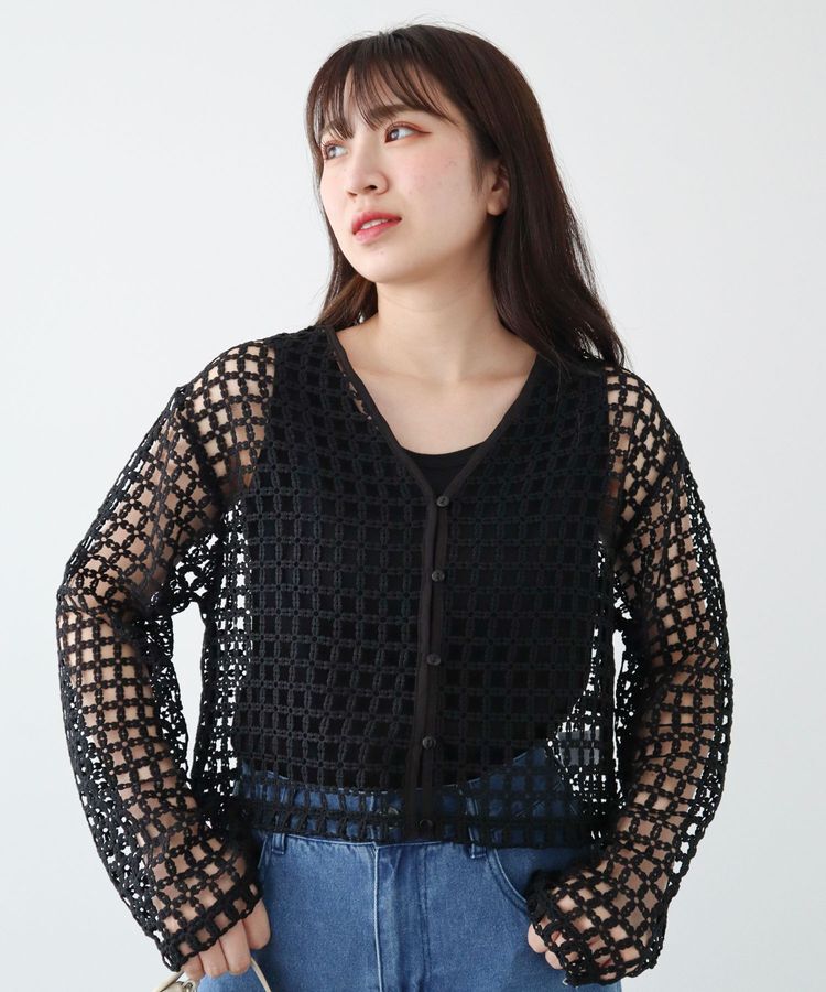 Green Parks「・SUGAR　SPOON　2wayフラワーメッシュカーデ」|カーディガン|