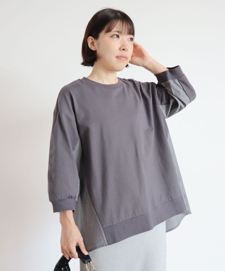 Green Parks「布帛切り替えフレアカットプルオーバー」|Tシャツ・カットソー|Gray