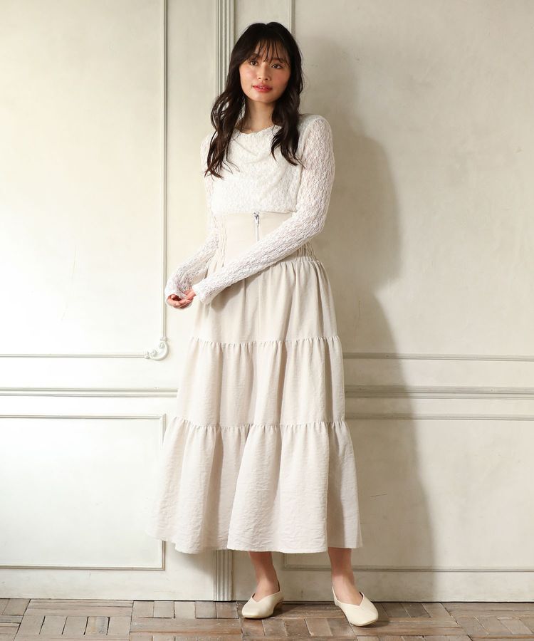 Green Parks「・ELENCARE DUE リネンライクティアードスカート」|フレア|