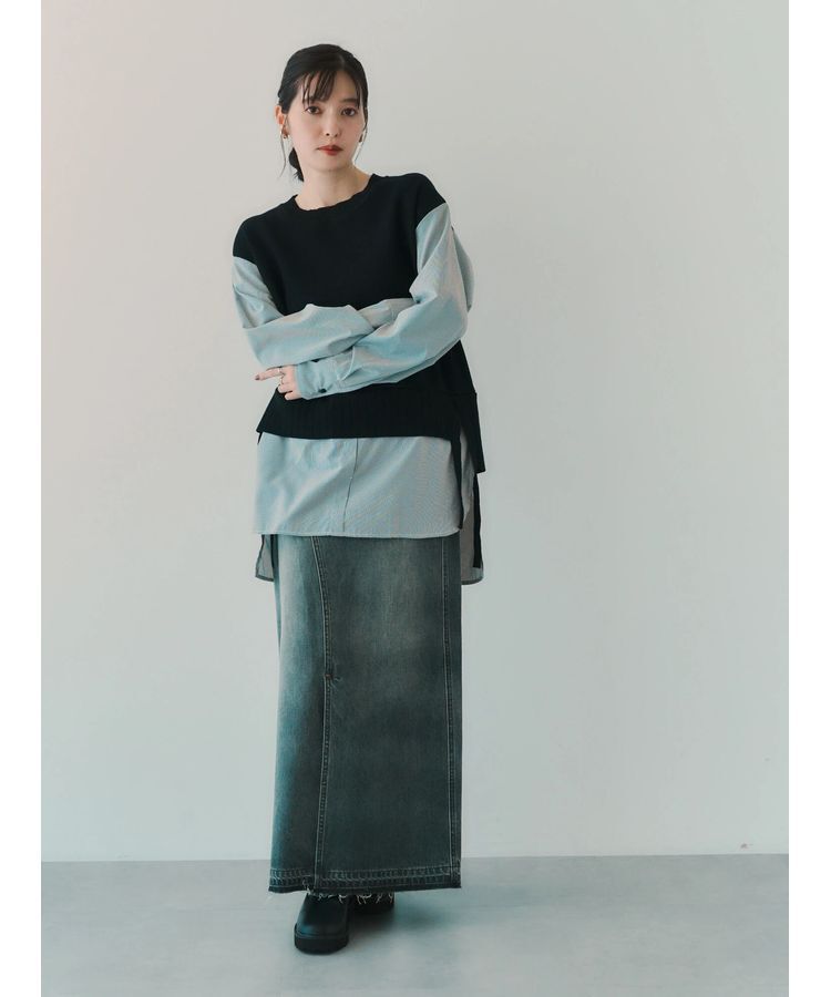 Editt by YECCA VECCA「クリアコーティングデニムロングスカート」|スカート|