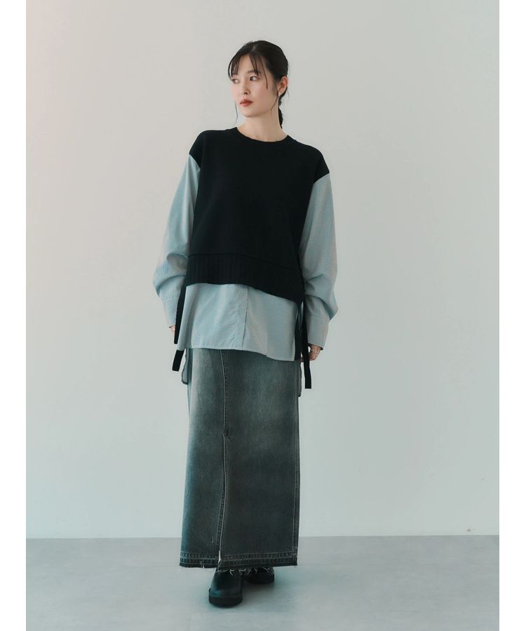 Editt by YECCA VECCA「クリアコーティングデニムロングスカート」|スカート|