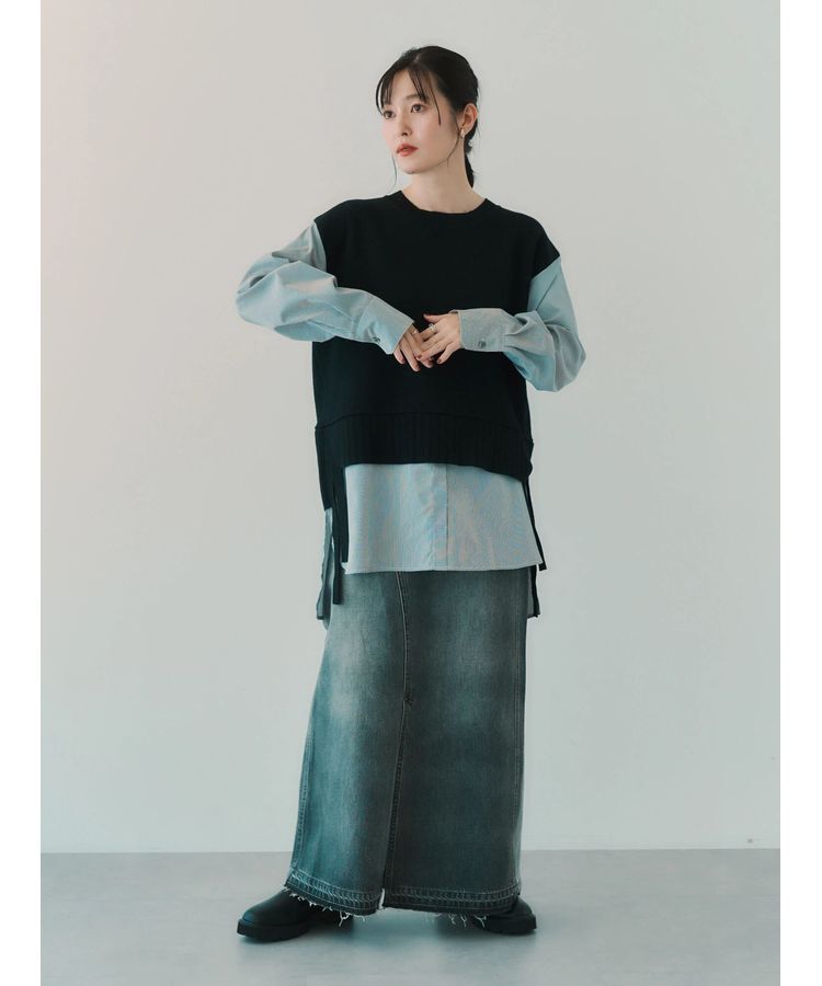 Editt by YECCA VECCA「クリアコーティングデニムロングスカート」|スカート|