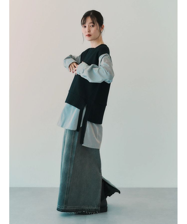 Editt by YECCA VECCA「クリアコーティングデニムロングスカート」|スカート|