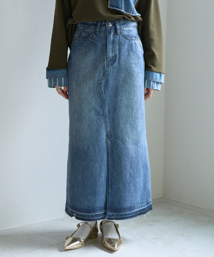 Editt by YECCA VECCA「クリアコーティングデニムロングスカート」|スカート|