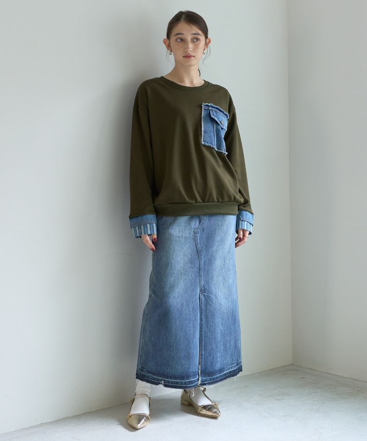 Editt by YECCA VECCA「クリアコーティングデニムロングスカート」|スカート|