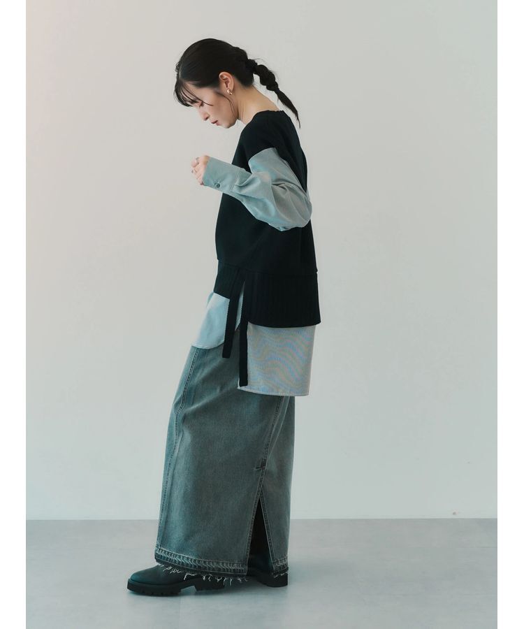 Editt by YECCA VECCA「クリアコーティングデニムロングスカート」|スカート|