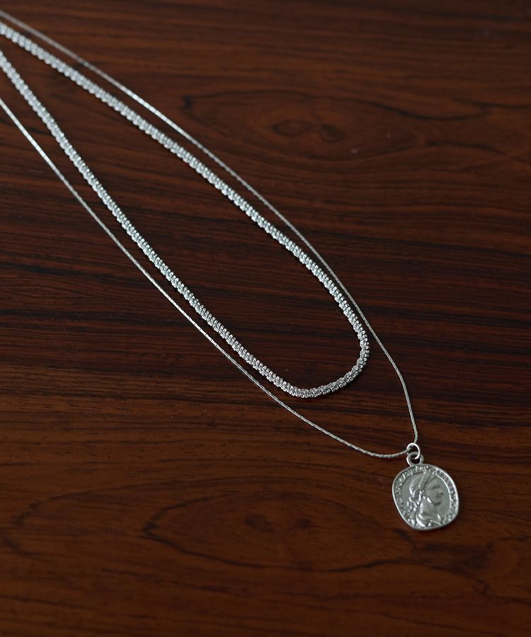 YECCA VECCA「モールチェーン&times;コイン2連ネックレス」|ネックレス|Silver