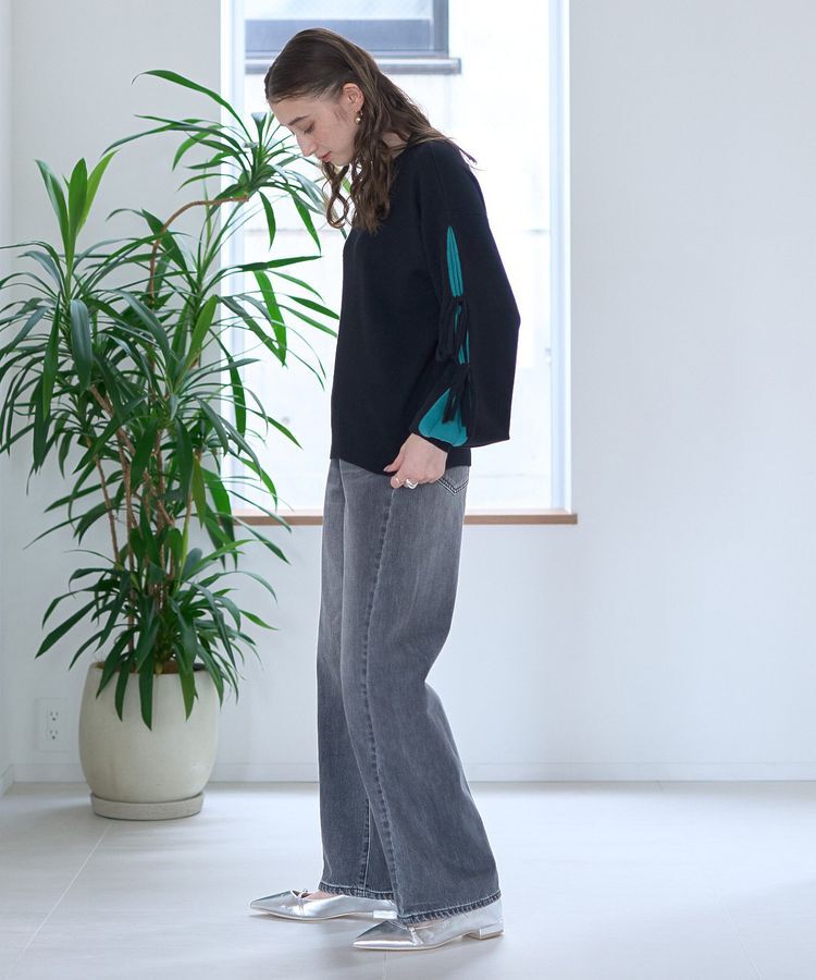 YECCA VECCA「袖配色リボンニット」|ニット・セーター|